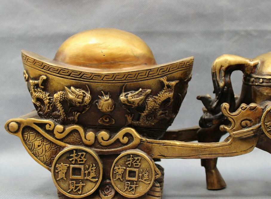S3110 16 &quotкитайские бронзовые богатые монеты нарисованные лошадью RuYi Дракон YuanBao