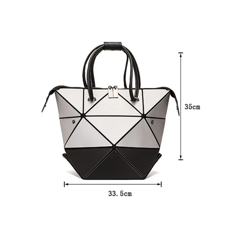 woman folding changing color handbags rhombus geometric shoulder bags ladies fashion tote bags teenage zipper feature bag free global shipping