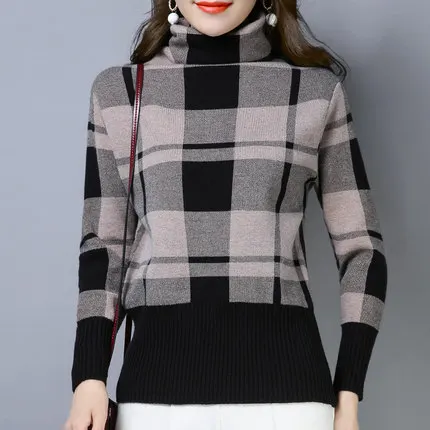 Новый 2019 женская зимняя размера плюс трикотажные Turltneck свитер женские