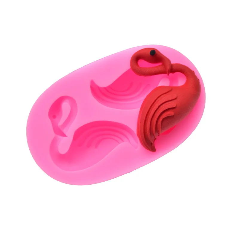 

1pc Flamingos Swan Shaped 3D Reverse Sugar Molding Fondant Cake Silicone Mold Polymer Clay Molds Chocolate Decoration Tools