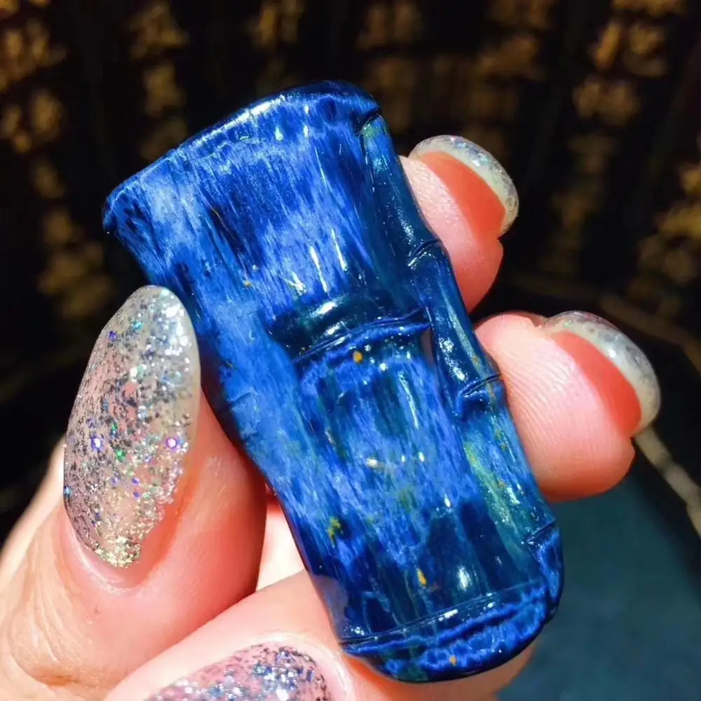 Genuine Natural Pietersite Pendant 37x19x10mm Bamboo For Chatoyant Blue Crystal Healing Gemstone Women AAAAA | Украшения и