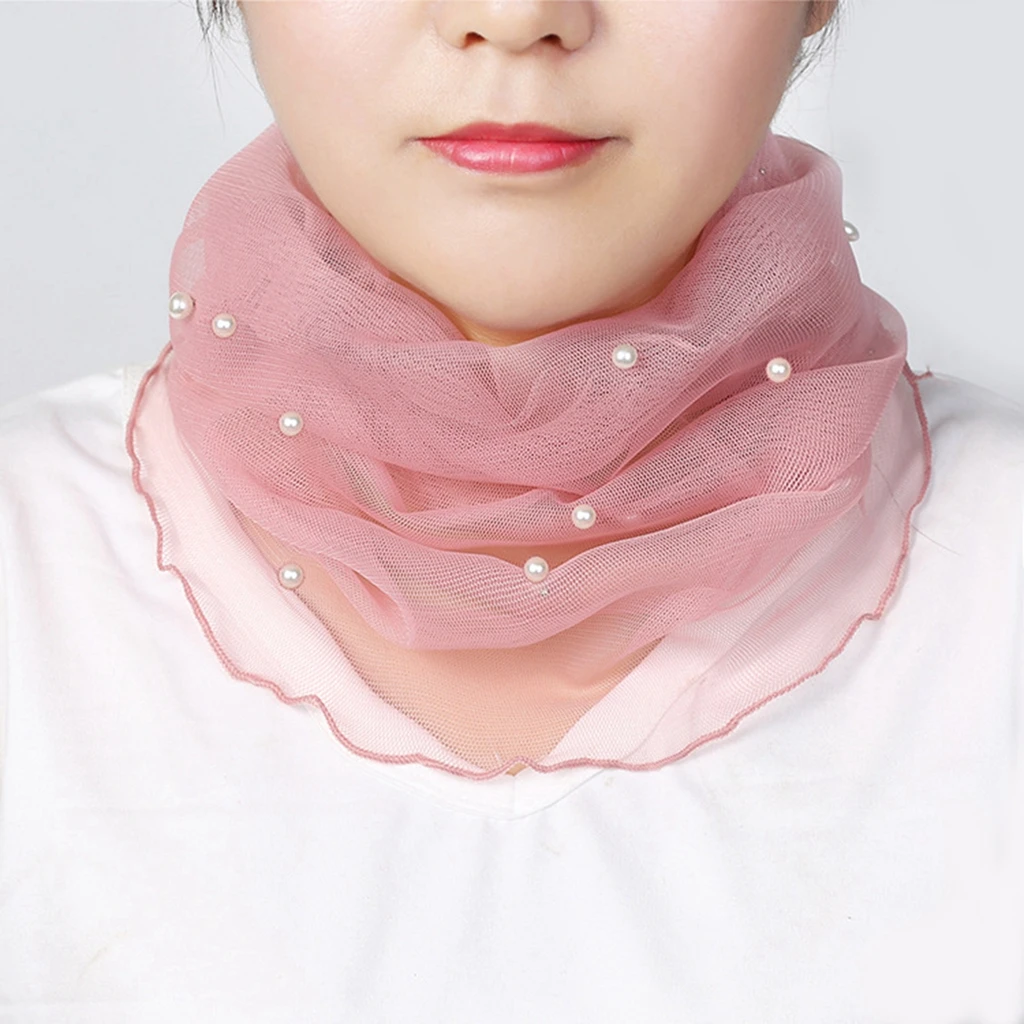 

AMYO Summer Women Mesh Silk Scarf Soft Elastic Headband Scarve 50*50cm Neck Ring Accessory