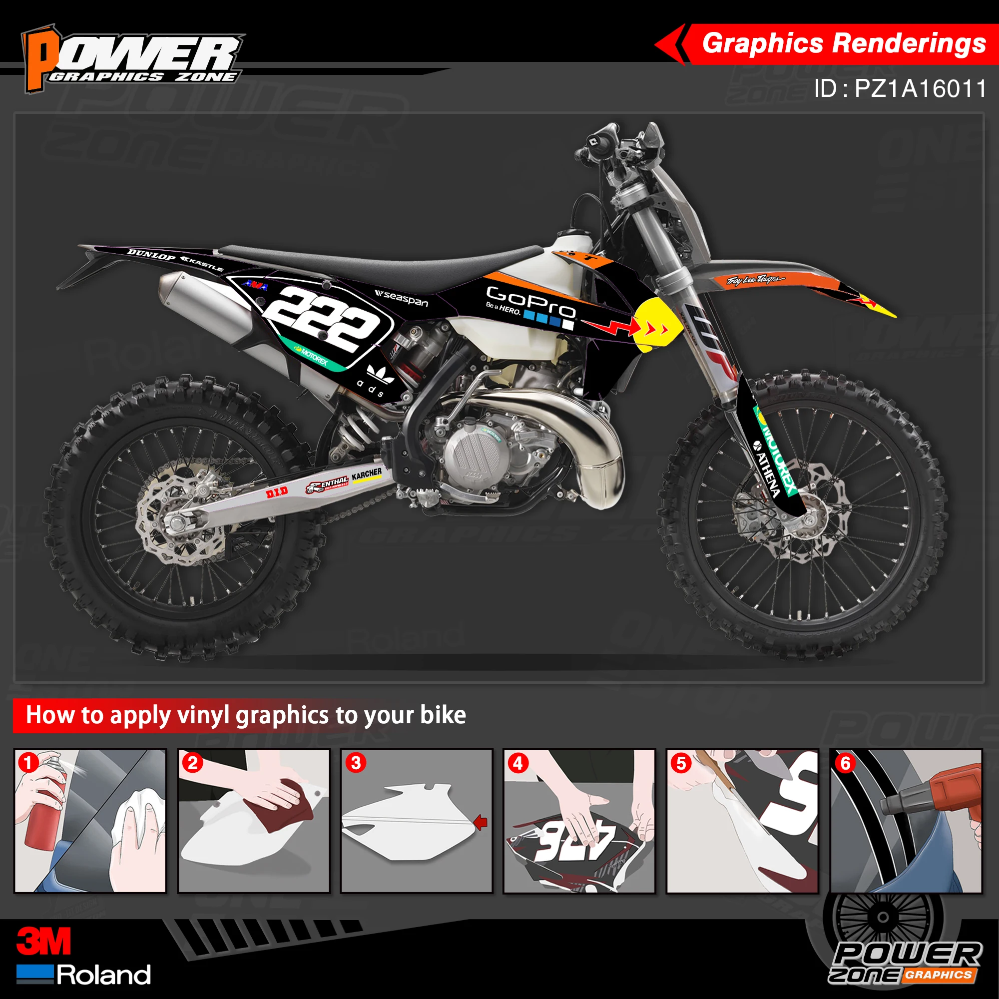 Набор наклеек PowerZone для KTM SX SXF MX 16-18 EXC XCW Enduro 17-19 125-500cc 11 | Автомобили и мотоциклы