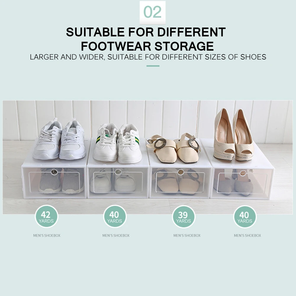 6 шт./лот пластиковые штабелируемые коробки для обуви коробка органайзер на