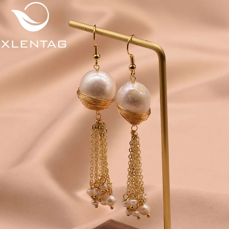 Женские жемчужные серьги XlentAg серьги-капельки ручной работы в стиле барокко с
