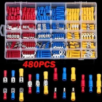 280300480pcs electrical wire assorted crimp spade butt ring fork set ring lugs rolled terminals kit insulated cable connector