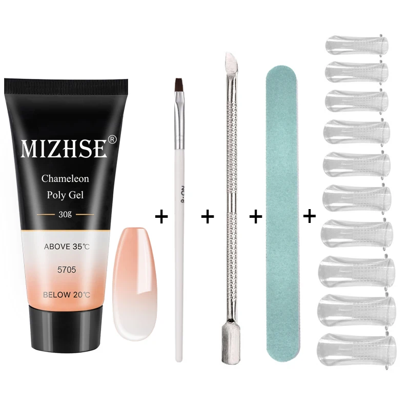 MIZHSE Crystal Jelly Gum Poly Gel Set 30ml Crystal Jelly Builder Nail Finger Extension Hard UV Gel Lacquer Manicure Tips - Цвет: MS-Set03-WB5705