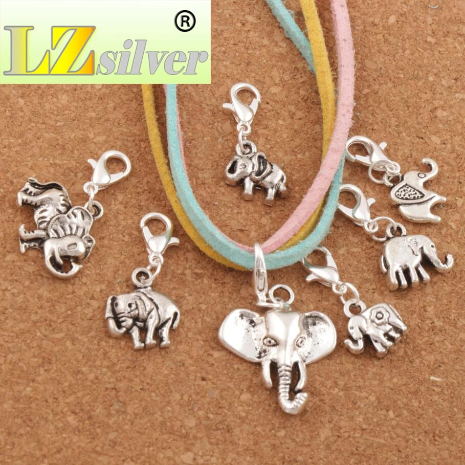 Mix Elephant Clasp European Lobster Trigger Clip On Charm Beads 140pcs zinc alloy Findings CM53