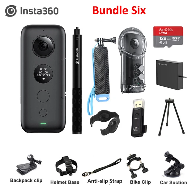 Bundle 5 Insta360 ONE X Экшн-камера VR Insta 360 панорамная камера для IPhone и Android 5,7 K видео 18MP фото невидимая селфи-палка - Цветной: Bundle 5