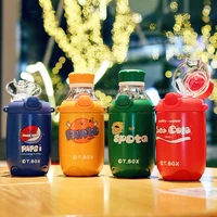 creative cartoon cute stainless steel thermos cup water cup with straw portable drink cups cola cup straw water bottle