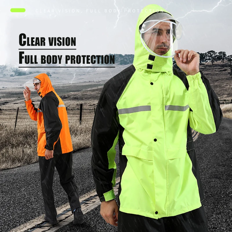 

Motorcycle Raincoat Adult Suit Thickening Double-deck Fashion Outdoor Cycling Reflection Prevention Rainstorm Raincoat Rain Pant