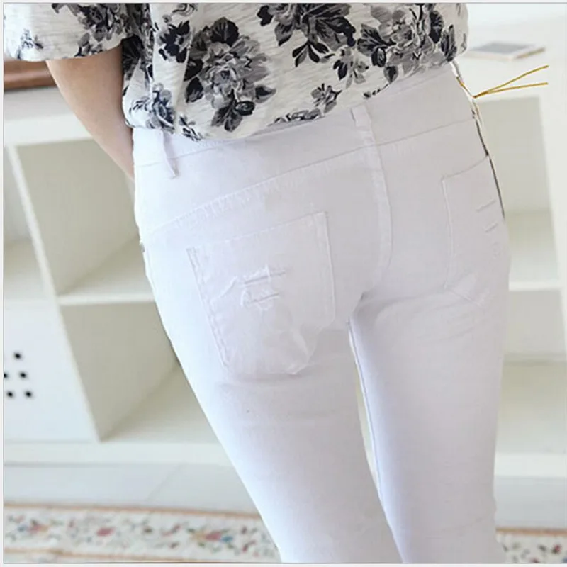 

Shikoroleva Women Jeans Trouser White Black Sexy Cotton Ultra Stretch Pull-on Skinny Pencil Denim Pants Black White 32 30 29 28