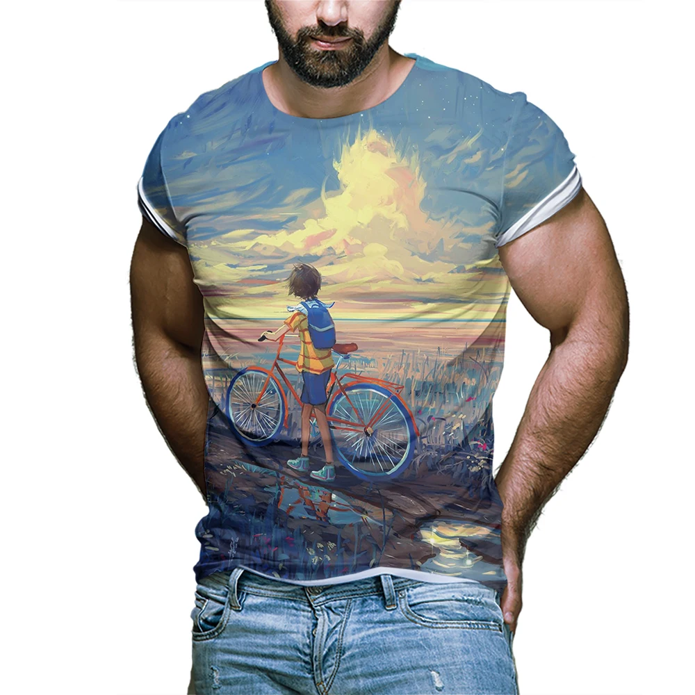 

Summer New Fashion T-Shirt Men 2021 3D Plant Printing Men's T-Shirt Breathable Streetwear Splicing Printing T Shirt Men KID-4XL