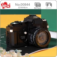lezi 00844 black classic slr digital camera machine 3d model diy small mini blocks bricks building toy for children no box