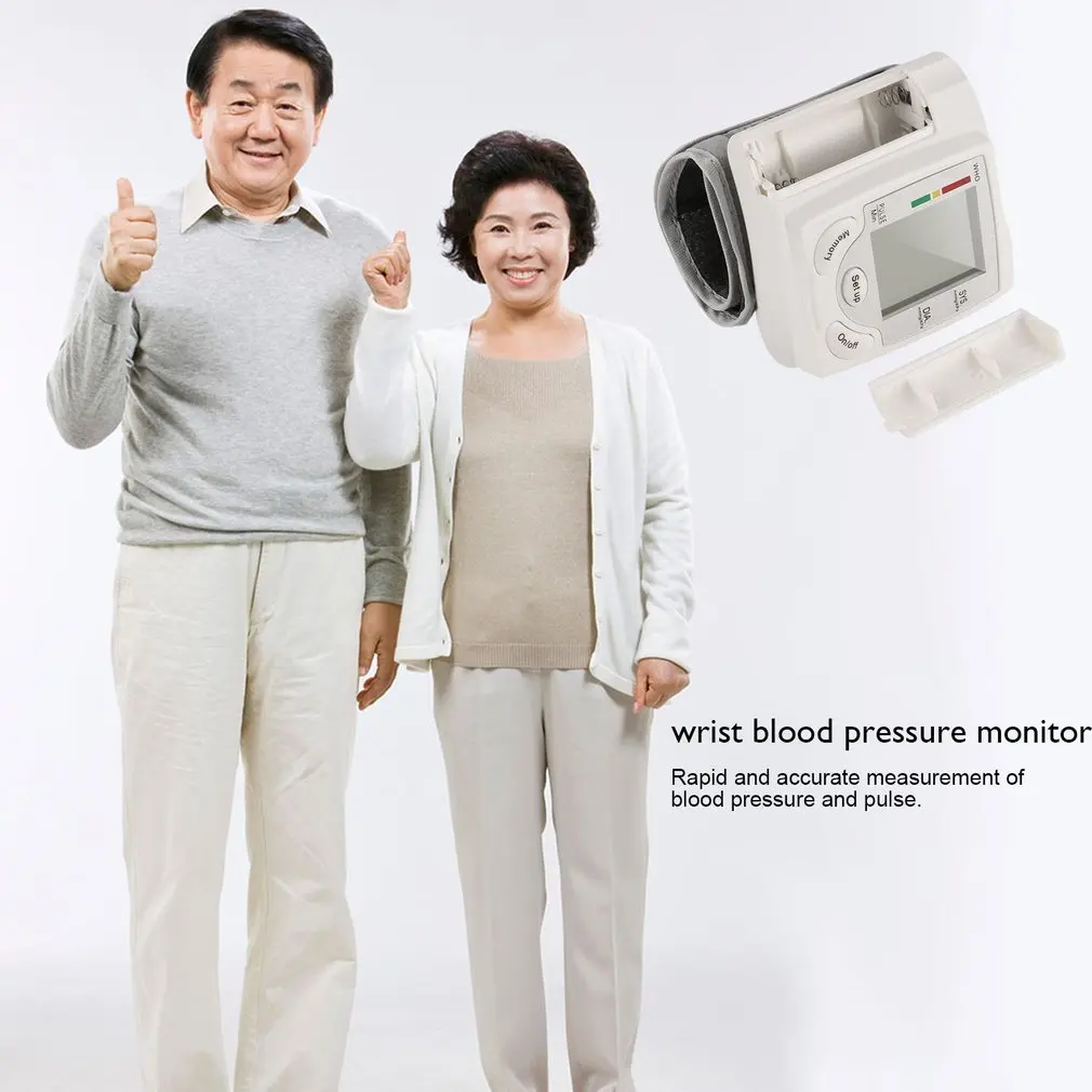 Sphygmomanometer Automatic Digital LCD Display Wrist Monitor Heart Beat Rate Pulse Meter Measure White Convenient Carry | Красота и