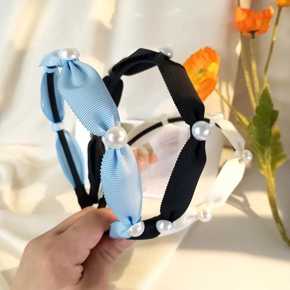 

Temperament Retro Washing Face Korean Folds Girls Hair Accessories Pearl Headband Hair Hoop Hairband