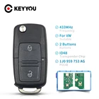 KEYYOU 2 кнопки флип складной дистанционный ключ-брелок от машины для VW Bora Golf Polo Passat Touran Seat Leon Skoda 434 МГц ID48 чип 1J0959753AG