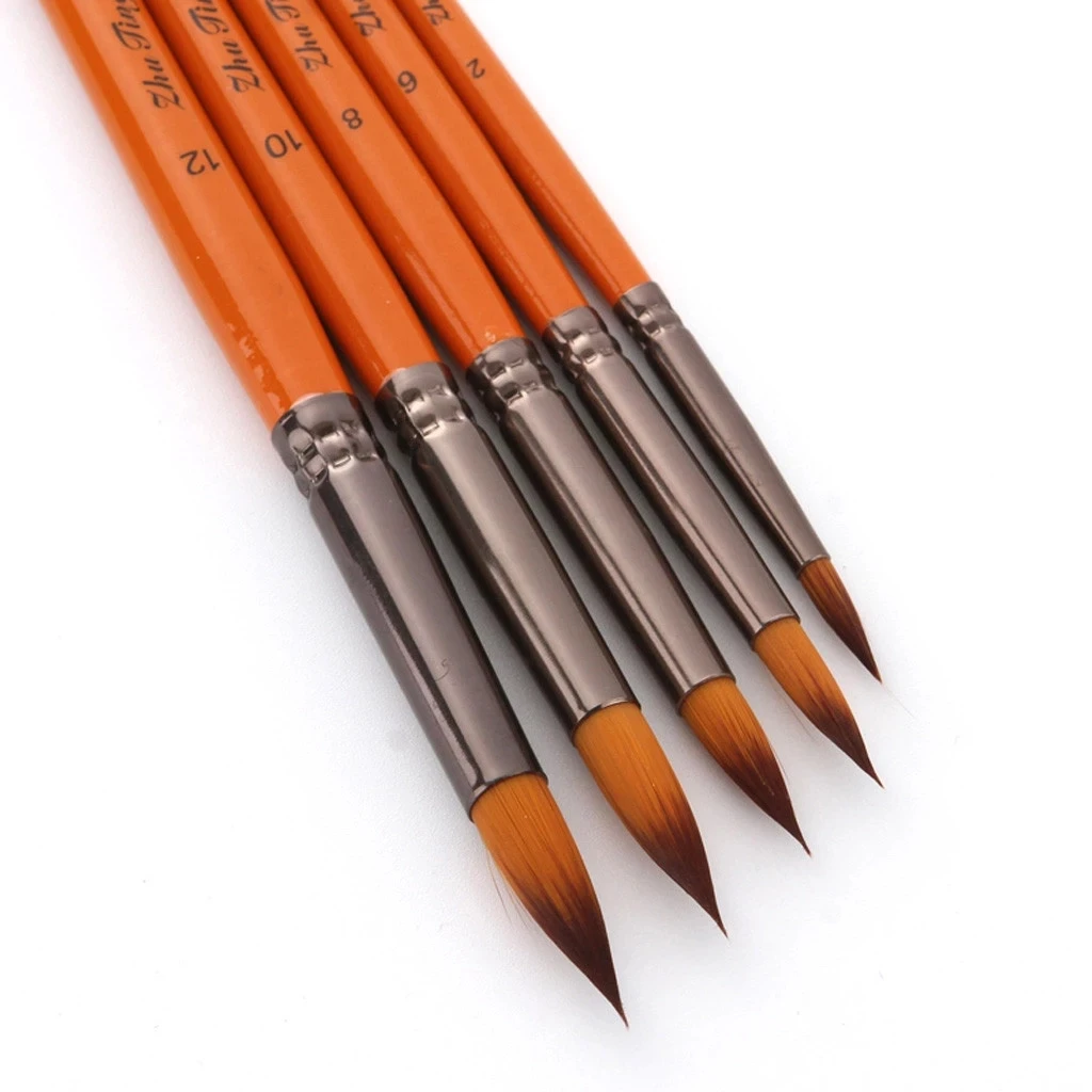 

5Pcs Paint Brushes Set Nylon Painting Brush Short Rod Oil Acrylic Brush Watercolor Pen High Quality Professional Art Supplies