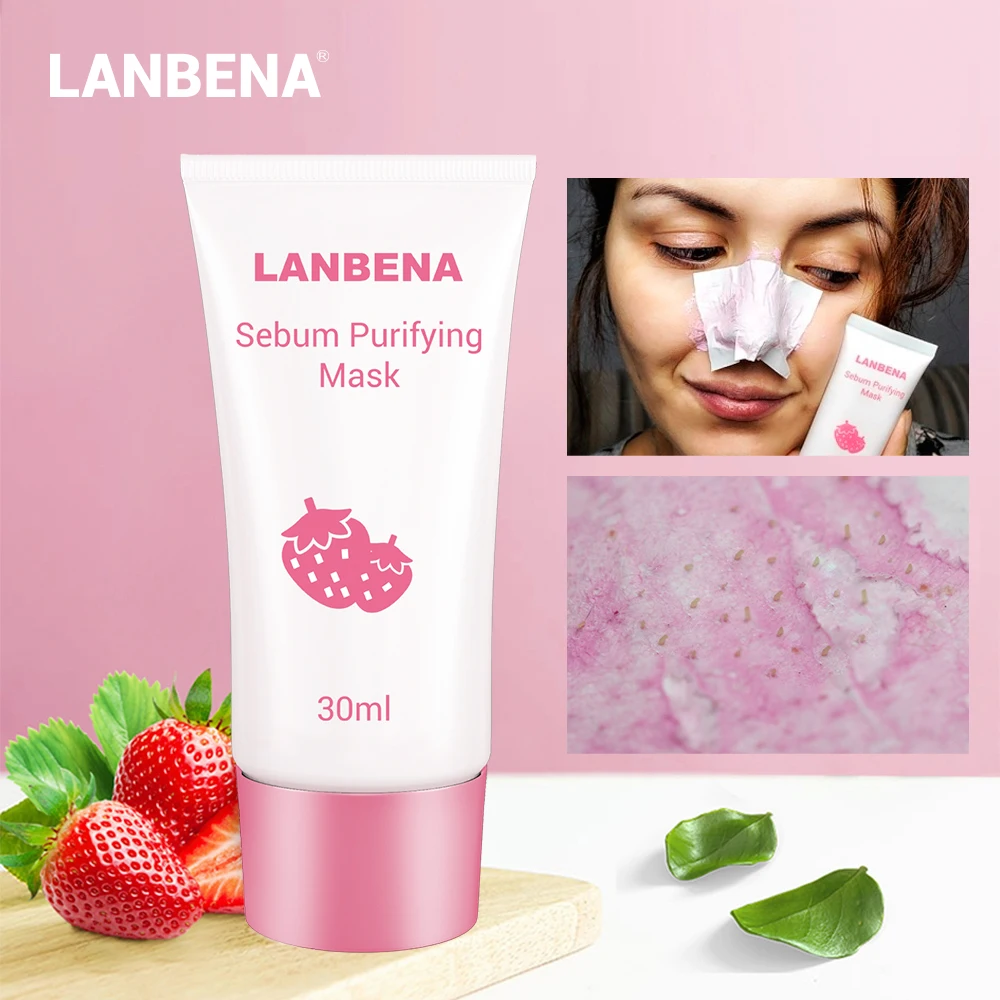 LANBENA маска для лица, маска для удаления угрей клубники, маска для носа, грязевая полоска пор, черная маска, маска для удаления угревой сыпи, уход за кожей носа