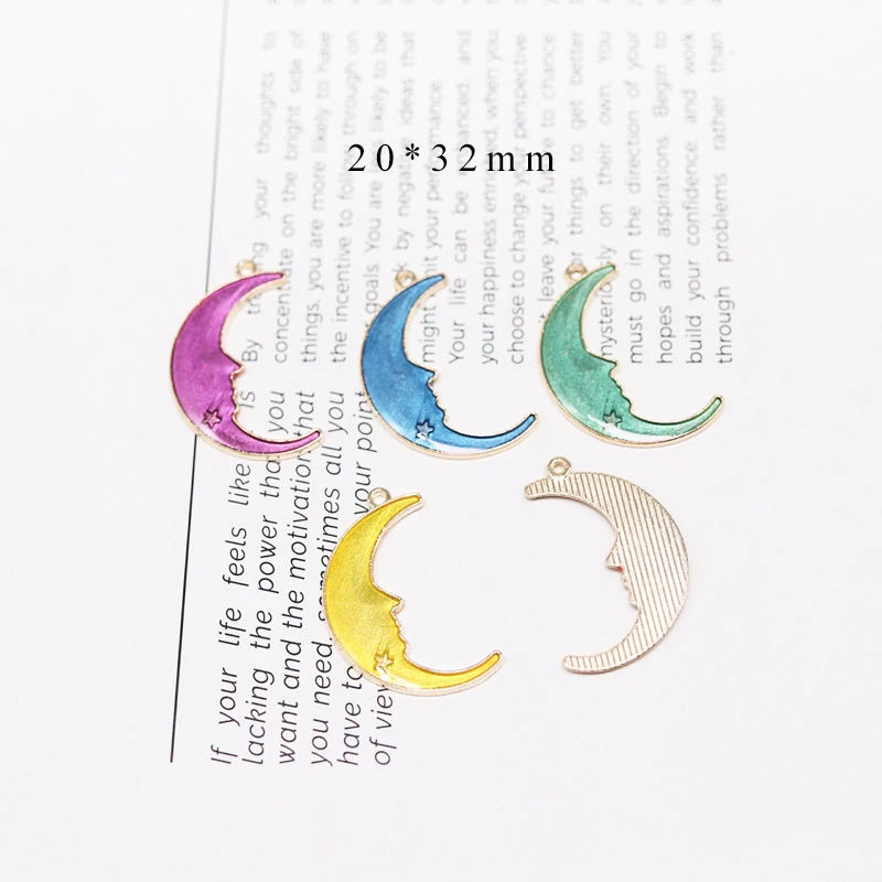 

10pcs/Lot Moon 20*32mm Diy Handmade Oil Enamel Charms Design for Jewelry Making Earring Bracelet or Necklace