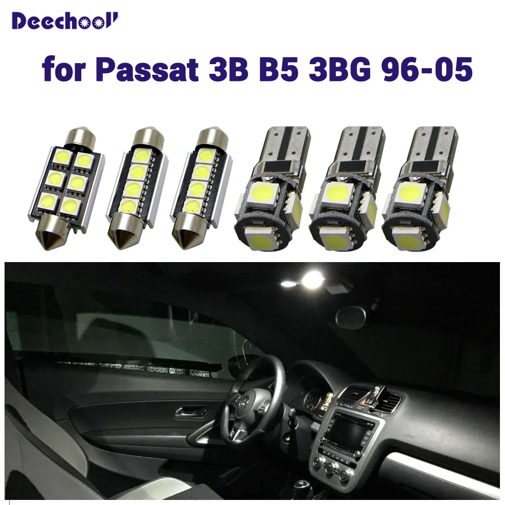 Deechooll 13 шт. автомобиль светодиодный лампы для VW passat 3B B5 3BG 96-05, Canbus Белый внутренний свет для volkswagen passat B5 потолочный плафон