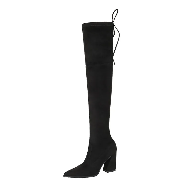 

(this model out without replenishment) high heeled is sold knee high boots elastic boots fashion thick heeled thin boots