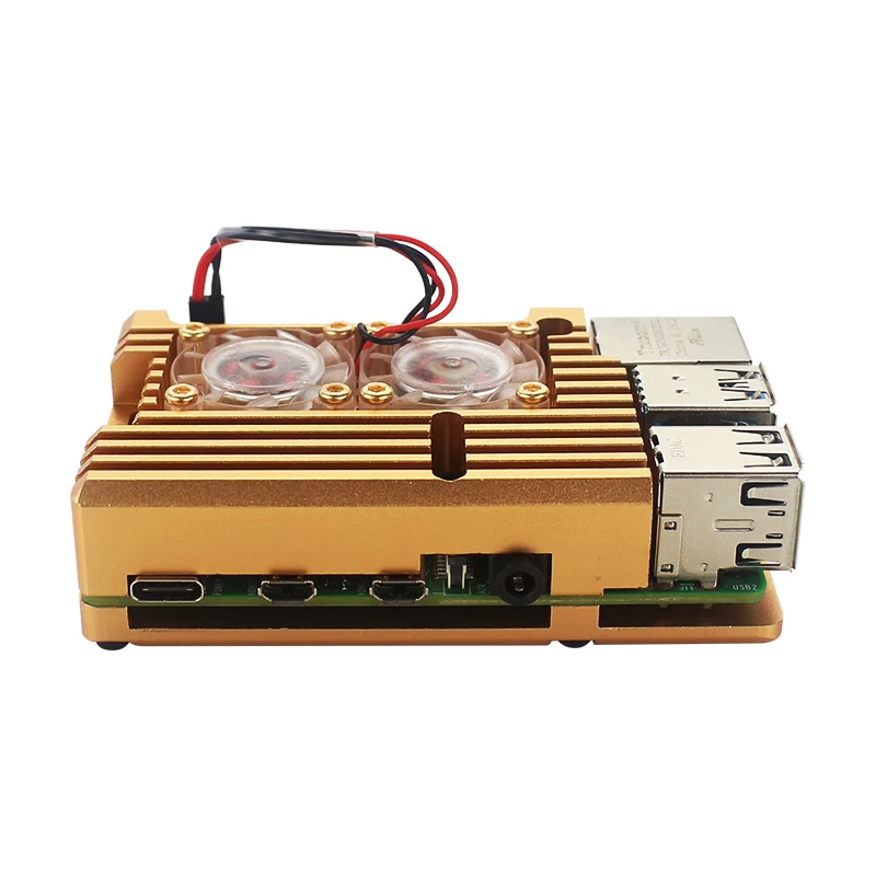 Raspberry Pi 4 Алюминиевый металлический чехол Raspberry Pi 3 Алюминиевый Чехол Коробка с двойным вентилятором теплоотвод для Raspberry Pi 4 3 Модель B 3B Plus