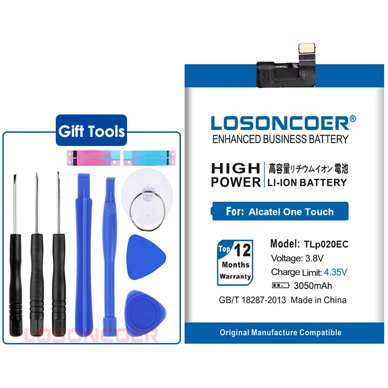 LOSONCOER TLp020EC 3050 мАч аккумулятор для Alcatel One Touch POP UP OT6044 6044 6044D TLp020EC батареи для мобильных телефонов+ быстрое поступление