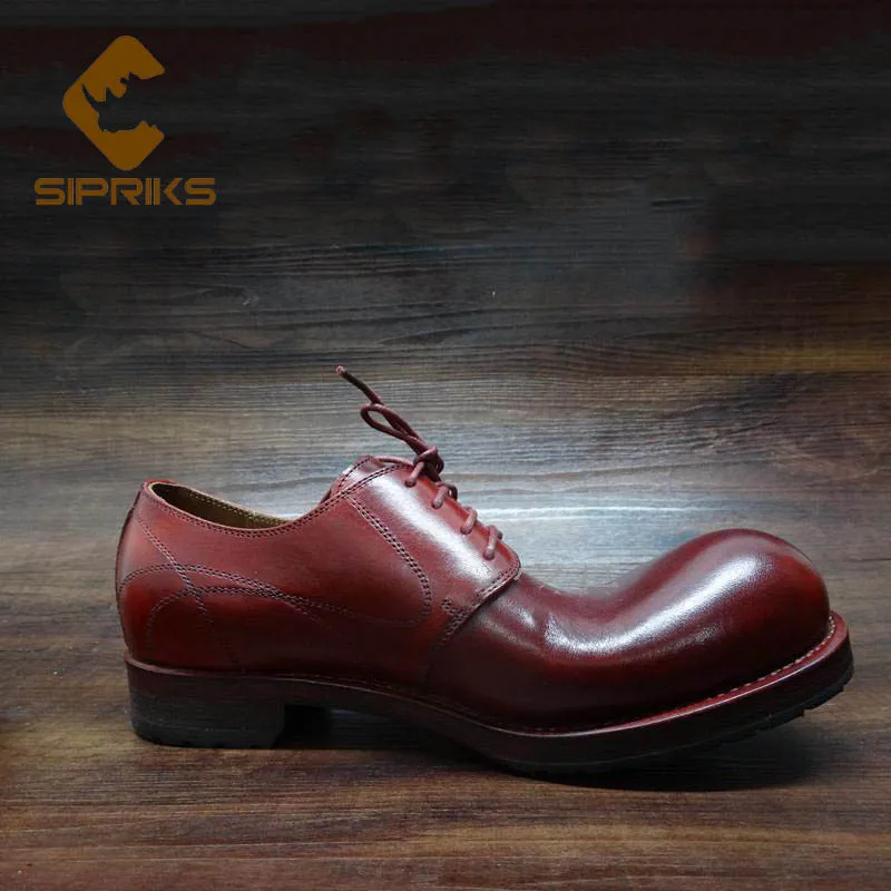 Sipriks/итальянские туфли ручной работы с большим круглым носком Мужские Дерби