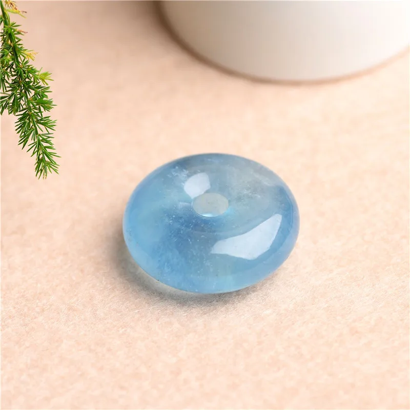 Подлинный натуральный синий Аквамариновый круглый кулон 21x7 мм Хрустальный