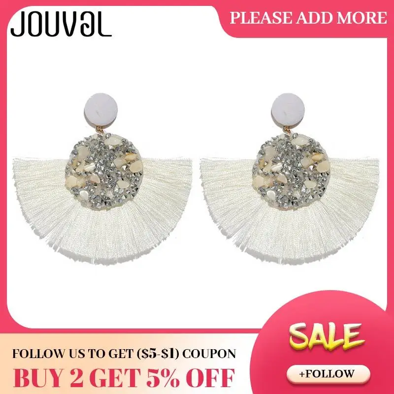 JOUVAL сережки с кисточками Boho украшением в виде кристаллов женские серьги для
