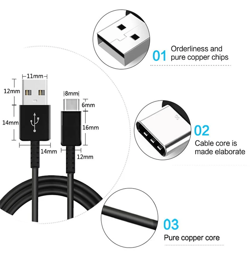 Fast Charger USB Charger Adapter USB Type C Cable For Samsung Galaxy A50 A51 A70 A71 S8 S9 S10 Plus Note 8 9 10 Plus S20 A30
