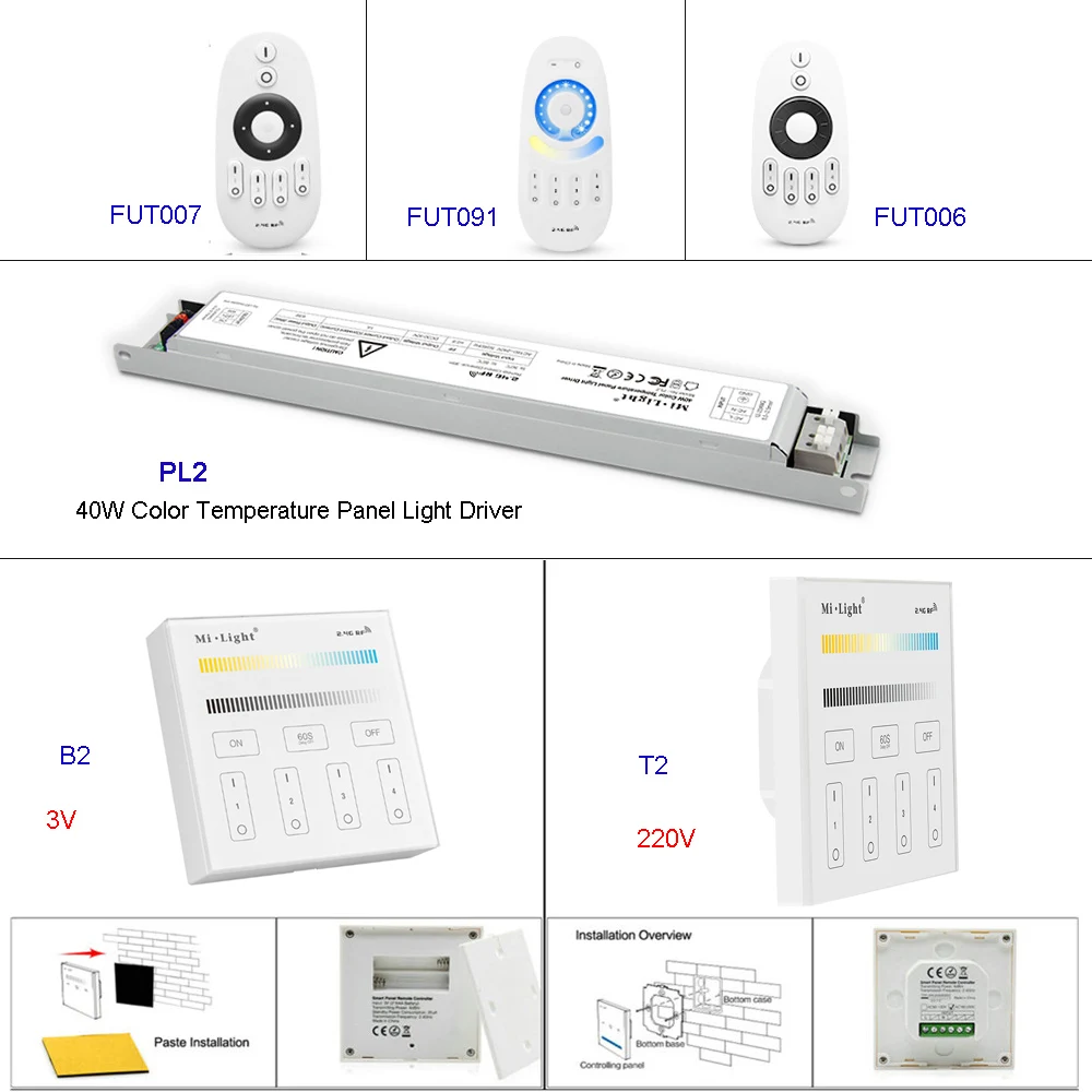Драйвер для светодиодной панели PL2 40 Вт с цветовой температурой 220 В Miboxer 2 4G CCT