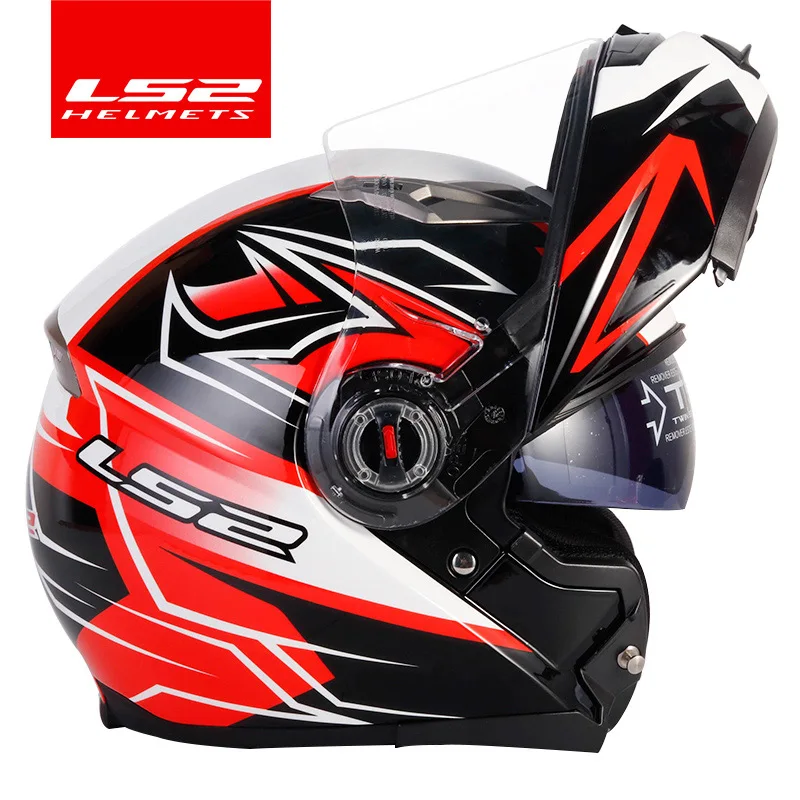 LS2 флип-ап Мото Кросс мото rcycle шлем модульный с двойным шлемом стекло черный солнцезащитный козырек capacetes para мото гоночный шлем - Цвет: 6