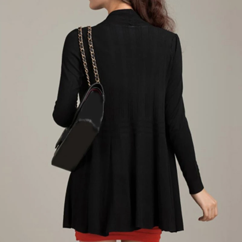 

2021 Women Casual Cardigan Knitted Open Front Long Sleeve Mid-Length Warm Cardigan Sweater Air-conditioned Rooms Wear