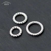 genuine real pure solid 925 sterling silver close jump rings twisted line split ring connector jewelry making findings