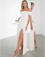 ivory elegant long evening dress sheath off shoulder split womens elegant runway fashion female prom dresses