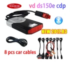 2021 сканер инструментов 2017.R3 Новый генератор ключей vd ds150e cdp с bluetooth для диагностического адаптера obd2 дельфина + 8 шт. автомобильных кабелей