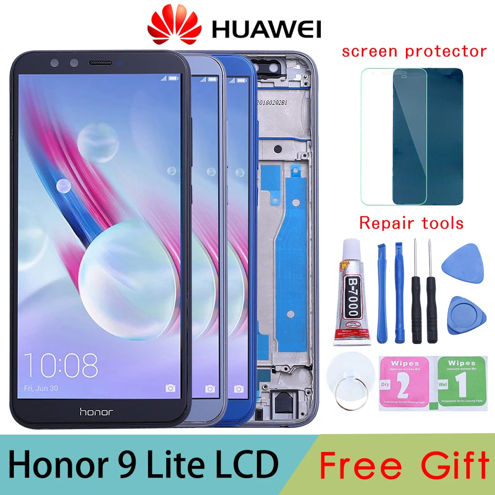 С рамкой для Honor 9 Youth Edition полный ЖК-дисплей+ кодирующий преобразователь сенсорного экрана в сборе для huawei Honor 9 Lite lcd+ рамка
