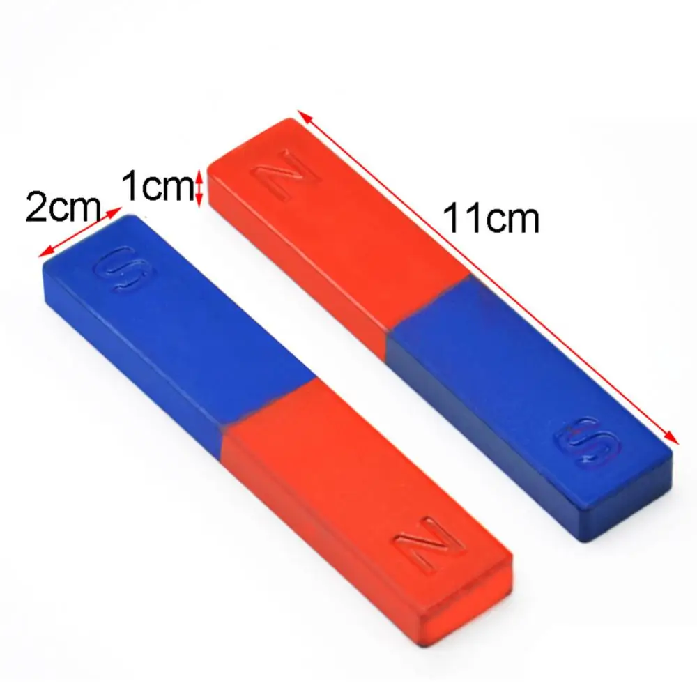 

2Pcs/Set 11cm Physics Experiment Pole Teaching Tool Red Blue Painted N/S Bar Magnet hand 2 mini Red Ceramic Bar Magnets