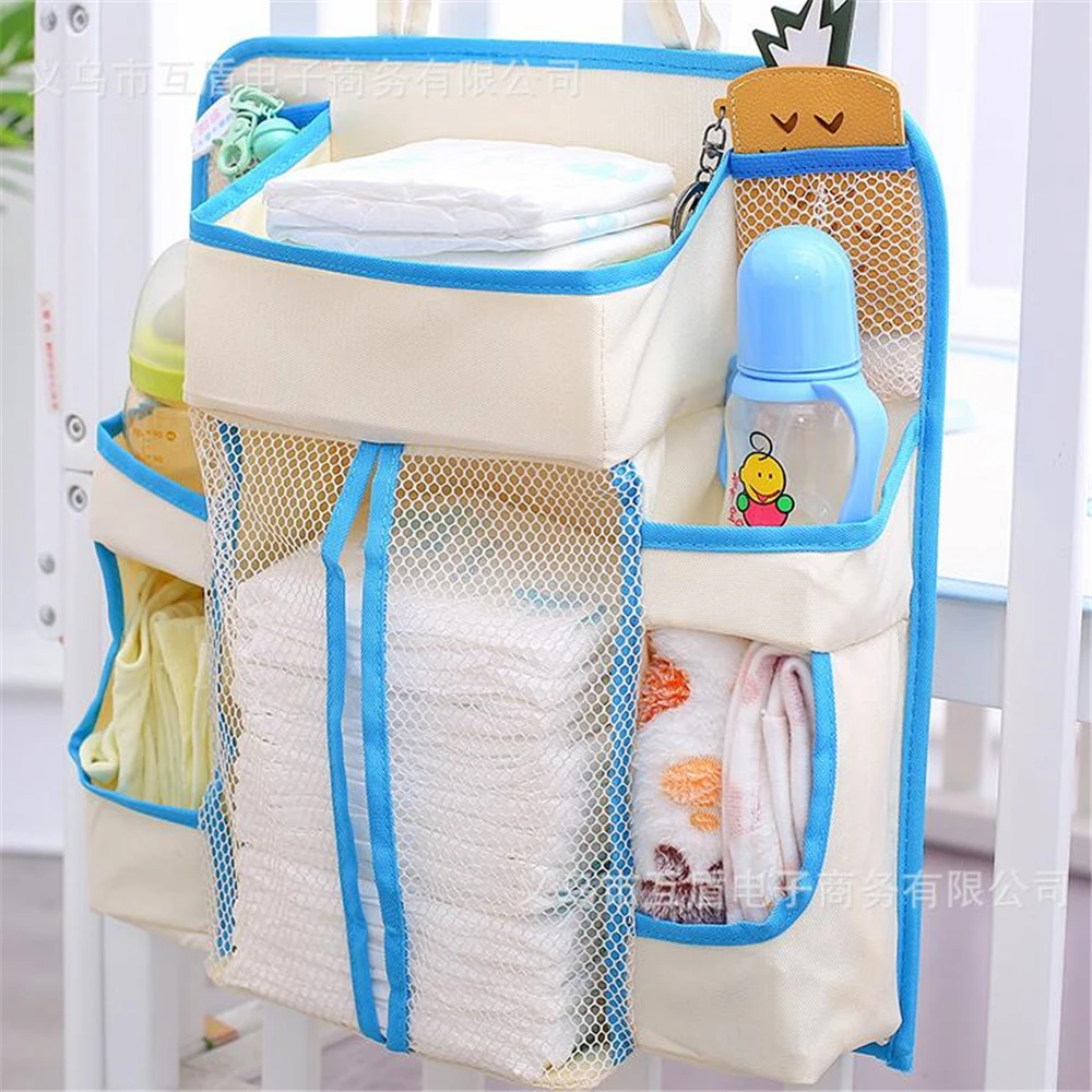 Portable Baby Bed Bumper Hanging Storage Bag Nappy Bedside Organizer Infant Crib Bedding Set Waterproof Toy Diapers Pocket | Мать и