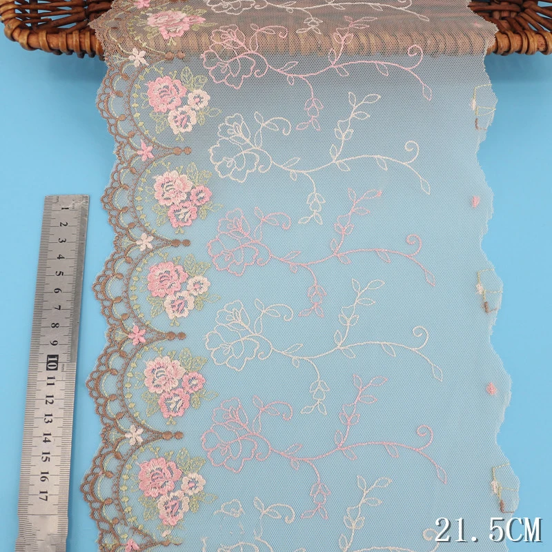 Кружевная ткань для одежды с цветочным краем и вышивкой