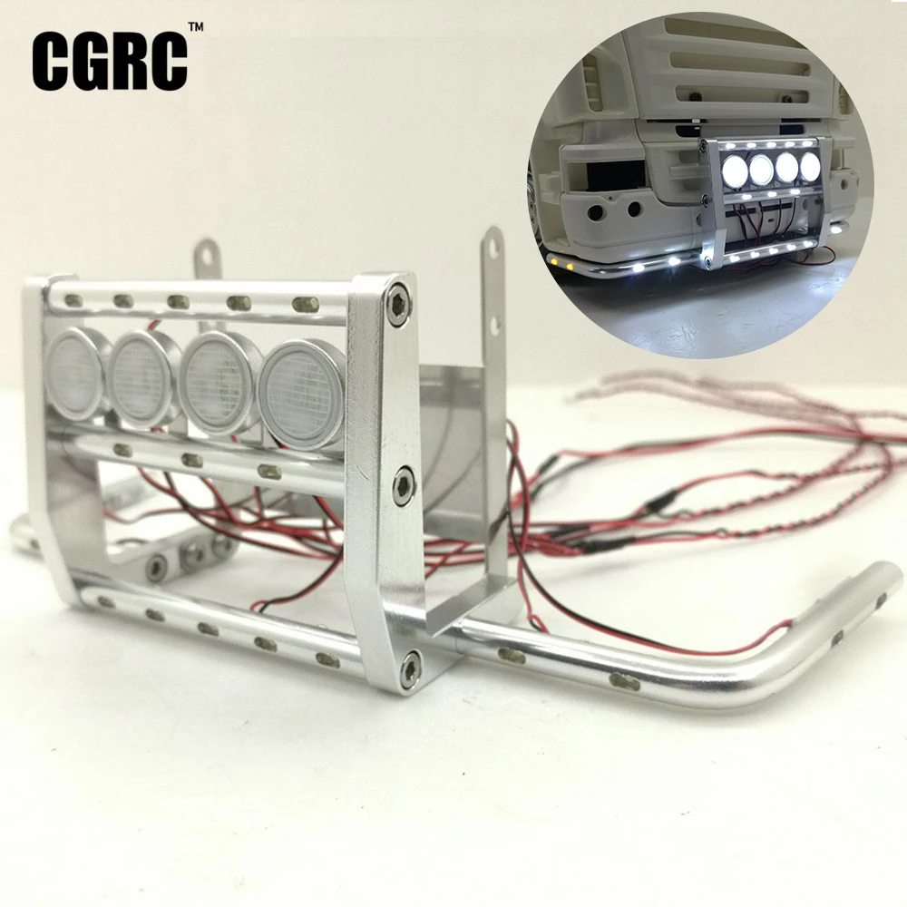 CNC алюминиевый сплав передний бампер с светодиодный светильник для 1/14 Tamiya RC