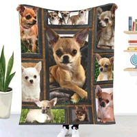 flannel blanket 3d chihuahua cute dog soft blanket sofa couch bed plush cozy warm blankets for adult kids christmas gifts