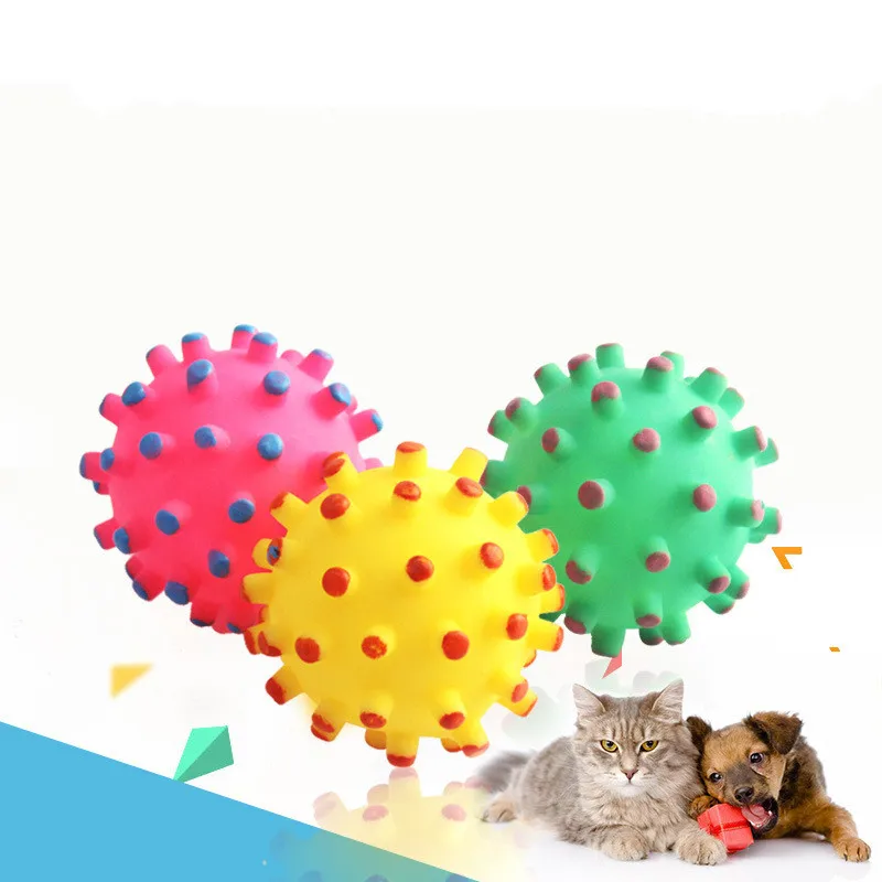 Dog toy sounding small spike ball rubber teeth cleaning pet dog cat | Дом и сад