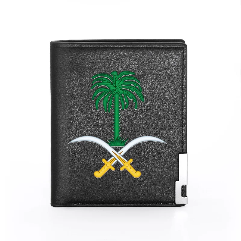 

Classic Emblem of Saudi Arabia Pu Leather Wallet Men Women Bifold Credit Card Holder Short Purse Male Clutch Bag