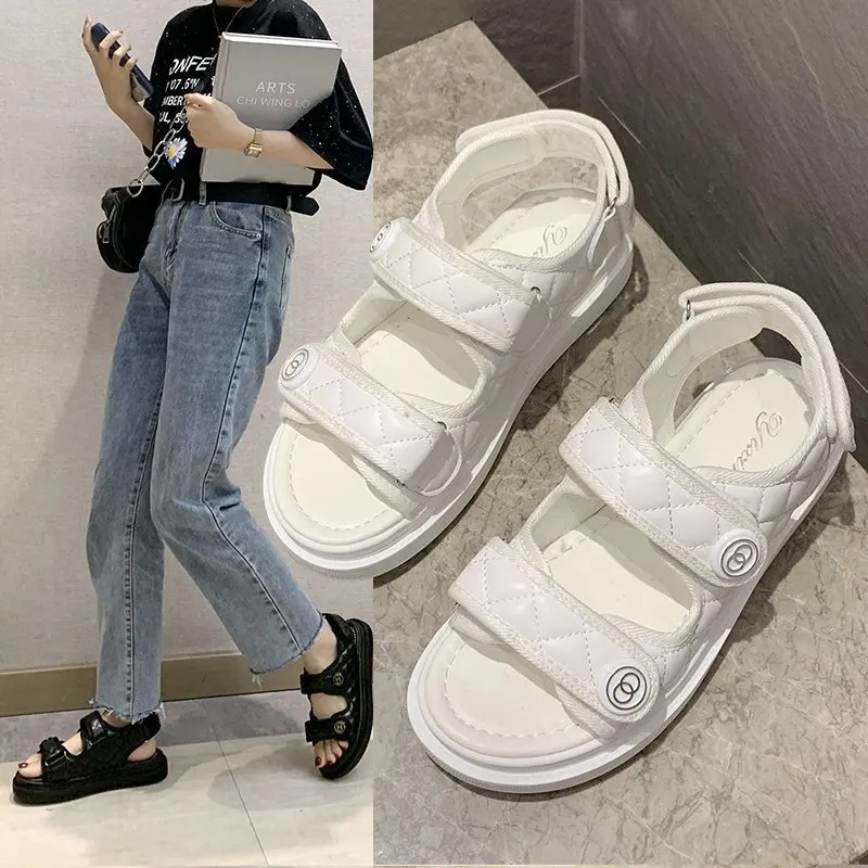 

Women Solid Gingham Sports Hook&Loop Slingback Platform Sandals Summer Sandals Women Dad Sandals Designer Shoes Women