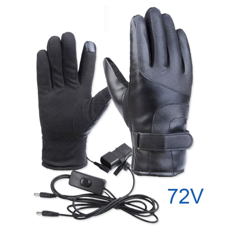 For EBike 72V Новые перчатки с электрическим подогревом для мотоцикла, электровелосипеда, скутера, электровелосипеда, E-Scooter, зимние, для вождения, водонепроницаемые, Нескользящие, теплые - Цвет: For EBike 72V
