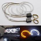 Двухцветный высококачественный кольцевой светильник Halo Switchback из хлопка с ангельскими глазками для BMW 5 серии E39 525i 528i 530i 540i молочно-белый желтый