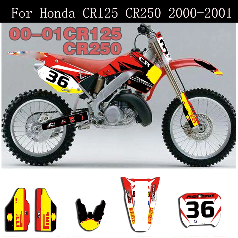 Набор наклеек для мотоцикла графические наклейки Honda CR125 CR125R CR250 CR250R 2000 2001 CR 125 250 125R